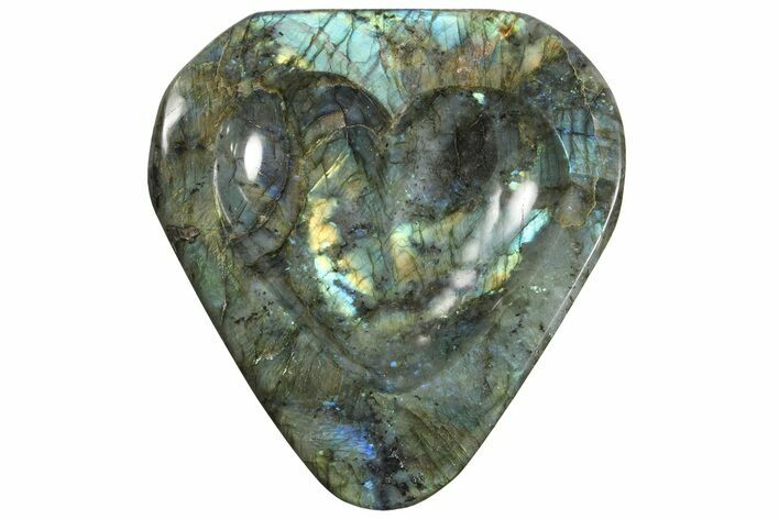 Flashy Labradorite Heart-Shaped Dish - Madagascar #120736
